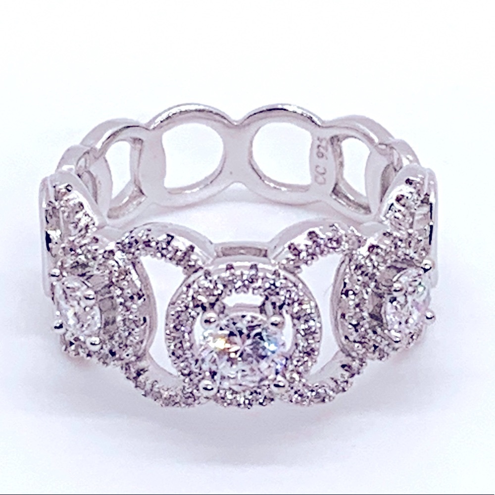 Sterling silver simulated diamond ring Size 7.5